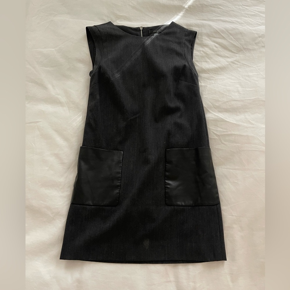 J crew dress with faux leather pockets